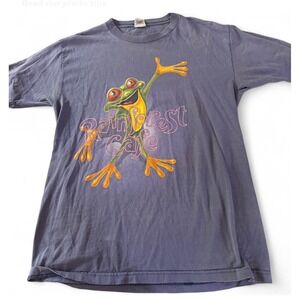 Vintage Rainforest Cafe Frog T Shirt Large Purple Made In USA Graphic Tee